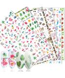 3D Self-Adhesive Nail Art Stickers - 6 Sheets Flamingo Flower Leaf Animal Seashell Fruit Design Summer Decals for Women - DIY Manicure Tips - Buy Online on GoSupps.com