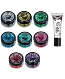 Biodegradable Eco-Glitter Set | 100% Organic Cosmetic Glitter for Face Body Nails & Hair - Moon Glitter (6x3g + Fixation Gel) - Buy Online on GoSupps.com