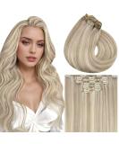 Vivien Blond Real Hair Clip-In Extensions - Ash Blonde Highlights Smooth 14 Inch 120g 7 Pieces | Best Quality Hair Extensions - Buy Online on GoSupps.com