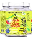 Raw Unfiltered Apple Cider Vinegar with The Mother | Turmeric Ginger Black Pepper Cayenne Pepper Blueberries Bilberries | High Strength Bio Cultures | Vegan Vegetarian Potent Capsules. 1 Bottle - Buy Online on GoSupps.com