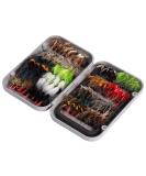 BASSDASH Fly Fishing Flies Kit Fly Assortment Trout Bass Fishing with Fly Box, 36/64/72/76/80/96pcs with Dry/Wet Flies, Nymphs, Streamers, Popper 64 pcs assorted flies kit with magnetic fly box - Buy Online on GoSupps.com
