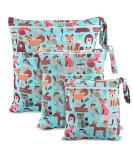 Ceekii Wet & Dry Wrap Pockets - 3-Pack Washable Travel Bags Waterproof Reusable Baby Beach/Pool Sports Bag with Zip Pocket - Light Green - Buy Online on GoSupps.com