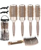 5PCS Round Brush Set with Boar Bristle Curved Vented Hair Brush - Nano Thermal Ceramic & Ionic Tech for Healthy, Shiny Hair - Buy Online on GoSupps.com