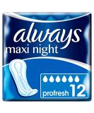 Always Maxi Night ProFresh Pads without Wings - 12 Pack | Ultimate Comfort for Overnight Protection | International Shipping Available - Buy Online on GoSupps.com