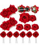 12 Piece Red Rose Flower Hair Clip Bridal Pins and Brooch Wedding Accessories for Women and Girls - Buy Online on GoSupps.com