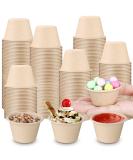 Romooa 2 oz Bagasse Fiber Souffle Cups - 300 Count | Disposable Mini Paper Condiment Bowls for Snacks, Desserts & Sauces - Beige - Buy Online on GoSupps.com