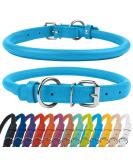 Collardirect Handmade Round Leather Dog Collar - Soft Padded Available in Black Pink Red Purple Blue (40-45 cm) - Ideal for Dogs & Cats - Buy Online on GoSupps.com