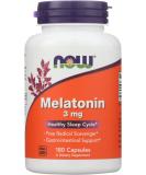 Now Foods Melatonin 3 mg - 180 Capsules | Sleep Aid & Wellness Supplement - Buy Online on GoSupps.com