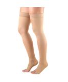 Truform Women's Compression Stockings 20-30 mmHg - Thigh High Open Toe Opaque Medium Beige - 1 Pair - Buy Online on GoSupps.com