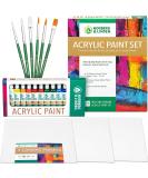 Norberg & Linden Acrylic Paint Set with 12 Colors, 6 Brushes, and 3 Canvas Panels - Premium Art Supplies for Adult Artists - Buy Online on GoSupps.com