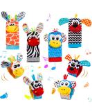 8PCS Baby Wrist Rattles & Foot Finders Set | Sensory Developmental Toys for Newborns 0-6 Months | Hand & Feet Rattles for Boys and Girls - Buy Online on GoSupps.com