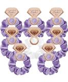 Bridesmaid Satin Scrunchies Set - 8pcs Hair Ties for Wedding Parties & Bridal Shower, Soft Elastic Hair Bands in White and Purple - Buy Online on GoSupps.com