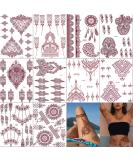 PPVWEY 10 Sheets Henna Tattoos Temporary Henna Stickers 10Pcs Brown Tattoo Stickers Women Body Art Stickers for Wedding Party(10pcs Brown) - Buy Online on GoSupps.com