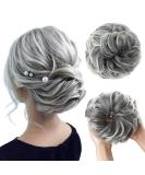 JJStar Large Bun Hair Part with Rubber Band | Gray & White Tips Hair Updo Extensions for Women & Girls - Buy Online on GoSupps.com