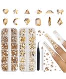 Canvalite 1820Pcs Champagne Rhinestones Nail Gems | 12 Styles 3D Glass Crystals | Nail Rhinestones with Rhinestones Picker & Tweezers | Multi Shape Flatback Face Gems for Nail Art - Buy Online on GoSupps.com