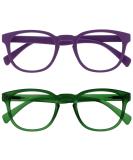 Opulize Pop Reading Glasses 2 Pack - Matt Frame Spring Hinges Scratch-Resistant Purple & Green Unisex +2.50 Diopter | International Shipping Available - Buy Online on GoSupps.com