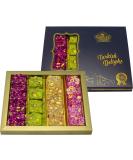 Cerez Pazari Luxury Turkish Delight Gift Box 17 oz - Pistachio, Hazelnut, Rose & Pomegranate Flavour | Vegan Gourmet Lokum (16-20 Pcs) - Buy Online on GoSupps.com