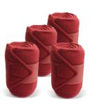 Fleece Horse Bandages with Velcro Fastener - 4 Set in Bordeaux with Storage Bag | Ideal for Pony Care - Buy Online on GoSupps.com