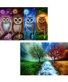 Yomiie 5D Diamond Painting Four Seasons Owl Full Drill by Number Kits - DIY Birds-01 | Set of 2 - 12x16 inch | Rhinestone Embroidery Craft for Home Decoration - Buy Online on GoSupps.com
