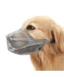 Adjustable Breathable Mesh Dog Muzzle - Gray M - Comfortable & Safe Muzzle for Dogs - Buy Online on GoSupps.com