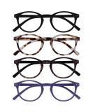 OPULIZE Zen Reading Glasses 4 Pack - Stylish Round Frames with Spring Hinges Scratch Resistant - Matte Black Light Brown Dark Brown Purple | +2.00 Vision Correction for Men & Women - Buy Online on GoSupps.com