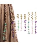 Vinswet Colored Natural Stone Tassels Hair Jewelry for Braids - Pack of 6 Green Pink Purple Gems - Dreadlock Accessories for Women Girls - Buy Online on GoSupps.com