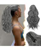 BARSDAR 14'' Short Wavy Claw Clip Ponytail Extension - Curly Gray Synthetic Hairpiece for Women - Daily & Halloween Use - Black/Gray/White Mix - Pack of 1 - Buy Online on GoSupps.com