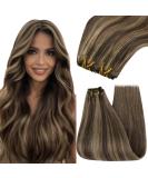 Youngsee Tressen Real Hair Extensions - Dark Brown 45cm Remy Hair 100g #P4/27 - Premium Quality Weave & Str hnchen - Buy Online on GoSupps.com