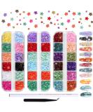 Flymind 3D Flower Nail Charms Set - Light Changing Acrylic Resin Flowers & Metal Caviar Beads for DIY Manicure Decoration | Includes Pickup Pencils & Tweezer - 36 Grids - Buy Online on GoSupps.com