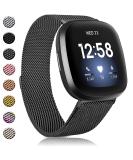 Amzpas Stainless Steel Mesh Magnetic Band for Fitbit Versa 3/Sense - Adjustable Wristband for Men and Women (Black, Large) - Buy Online on GoSupps.com