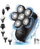 6D 6 in 1 Rotating Electric Head Shaver for Men - Wet & Dry, USB Rechargeable, IPX7 Waterproof, Professional Rotary Shavers - Cordless Beard Trimmer - Blue - Buy Online on GoSupps.com