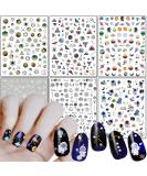 Alien Astronaut Nail Art Stickers - Holographic 3D Self-Adhesive Decals for Women and Girls - Fun Rocket and UFO Designs - Buy Online on GoSupps.com