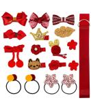 18-Piece Children Hair Bow Clips Set - Red Hair Accessories for Girls - Perfect for Christmas, Birthday, Children's Day Gift - Buy Online on GoSupps.com