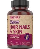 DEVA Vegan Hair, Nails & Skin Supplement - 90 Tablets | 500 mcg Biotin - Buy Online on GoSupps.com