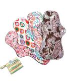 Asenappy 4 PCs Cloth Sanitary Pads Reusable X Large Cloth Menstrual Pads for Heavy Flow Night Use + Wet Bag Multicolor B - Buy Online on GoSupps.com
