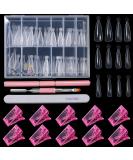 MIKIMIQI Dual Nail Forms Set - Poly Gel Kit with 120 Stiletto Nail Molds, 10 Pink Acrylic Nail Tips Clips, Dual-Ended Gel Brush, Nail File for Polygel Extension - Buy Online on GoSupps.com