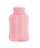 Samply 2L Hot Water Bottle with Knitted Cover for Hot & Cold Therapy - Pink | Pain Relief for Hands, Feet, Neck, and Shoulders - Buy Online on GoSupps.com