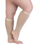 Zeta Plus Size Short Length Leg Sleeve Support Socks - Wide Calf Compression Sleeve for Women - 2XL Nude - Buy Online on GoSupps.com