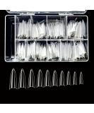 VIVACE Clear Long Stiletto 500pcs Gel Nail Tips - 10 Sizes with Plastic Case | Nail Salon Quality - Buy Online on GoSupps.com