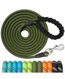XBEN 10M Reflective Recall Training Lead for Large, Medium, Small Dogs - Strong Rope Leash with Padded Handle and Heavy Duty Hook - Olive - Buy Online on GoSupps.com