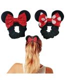 Styla Hair 2 Pack Mouse Ear Scrunchies for Kids Velvet Hair Bow Scrunchies for Women - Sparkle Sequins Mouse Hair Bands for Pony Tail - Red & Black No1 Red Black - Buy Online on GoSupps.com