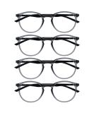 Opulize Met Reading Glasses 4 Pack | Stylish Slim Round Frames with Spring Hinges | Scratch-Resistant Gray Black for Men & Women | +3.00 Diopters - Buy Online on GoSupps.com