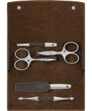 Premium Twin Manicure & Pedicure Set | 5-Piece Travel Etui for Hands & Feet | Real Leather Brown Nail Care Kit - Buy Online on GoSupps.com