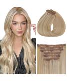Vivien Clip-In Remy Real Hair Extensions - 24 Inch #P27/60 Blonde & Ash Blonde Highlights - 135g 7pcs - Buy Online on GoSupps.com
