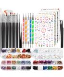 Fandamei 15 PCs Gel Nail Brush Set - Nail Art Accessories Rhinestones & Nail Ticker for Stunning Designs - Buy Online on GoSupps.com