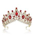 NODG Red Crystal Crown for Women - Princess Queen Vintage Tiara for Birthday, Wedding, Prom - Bridal Hair Accessory for Girls and Adults - Buy Online on GoSupps.com
