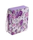 BTSKY Colored Pencil Case- 120 Slots Pencil Holder Pen Bag Large Capacity Pencil Organizer with Handle Strap Handy Colored Pencil Box with Printing Pattern (Purple Flower) - Buy Online on GoSupps.com