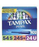 Tampax Pearl Tampons Trio Pack - Super/Super Plus/Ultra Absorbency - BPA-Free Plastic Applicator - LeakGuard Braid - Unscented - 102 Count Total - Buy Online on GoSupps.com