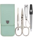 Buy Three Swords 'Capri' Nail Care Set - 4 Pcs Manicure & Pedicure Tools | High-Quality Mint Synthetic Leather | Nail Scissors Clippers Tweezers Sapphire Nail File - Buy Online on GoSupps.com