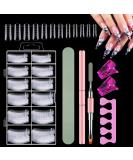 120-Piece Dual Nail Forms Set - Stencil Extension Shapes with Pink Dual-Ended Brush Nail Tip Clip Sponge Separator & Nail Files | Perfect for Polygel Nails - Buy Online on GoSupps.com